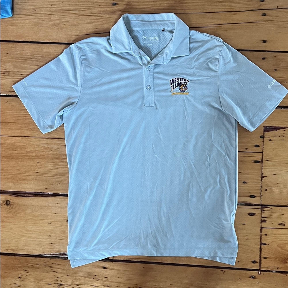 Columbia Light Blue Polo Shirt Western Illinois